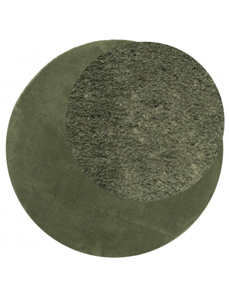 Tappeto Pelo Corto HUARTE Morbido Lavabile Verde Bosco Ø 200 cm