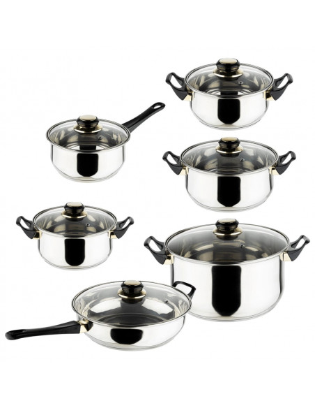 HI Set di Pentole 12 pz in Acciaio Inossidabile