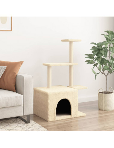 Albero per Gatti con Tiragraffi in Sisal Crema 110 cm