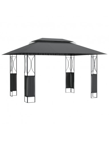 Gazebo con Tetto Antracite 400x300x270 cm Acciaio