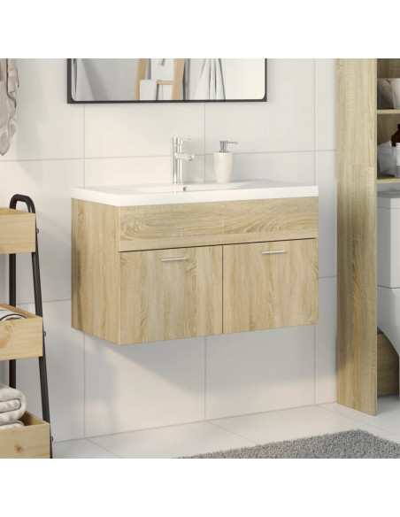 Mobile da Bagno con Lavabo Integrato Rovere Sonoma