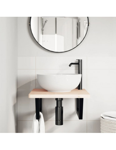 Reggimensole per Lavabo 2 pz Nere Trapezio in Acciaio