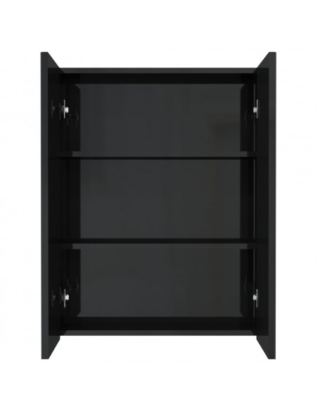 Armadietto a Specchio per Bagno 60x15x75 cm MDF Nero Lucido