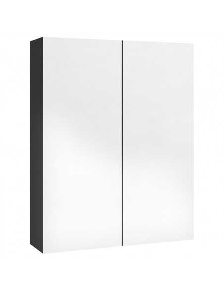 Armadietto a Specchio per Bagno 60x15x75 cm MDF Nero Lucido