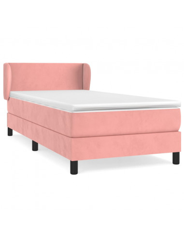 Giroletto a Molle con Materasso Rosa 90x190 cm in Velluto