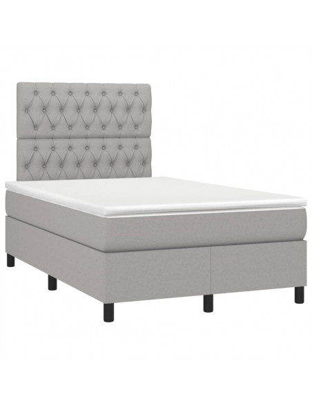 Letto a Molle Materasso e LED Grigio Chiaro 120x190 cm Tessuto