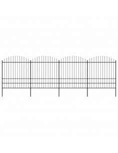 Recinzione Giardino Punta a Lancia (1,75-2)x6,8m Acciaio Nera 2