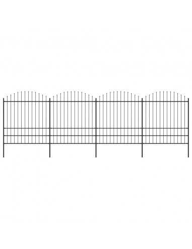 Recinzione Giardino Punta a Lancia (1,75-2)x6,8m Acciaio Nera