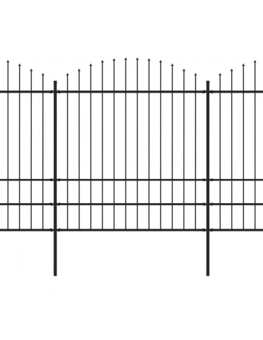 Recinzione Giardino Punta a Lancia (1,75-2)x6,8m Acciaio Nera