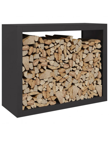Rastrelliera per Legna da Ardere Nera 100x40x80 cm in Acciaio