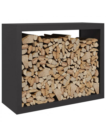 Rastrelliera per Legna da Ardere Nera 100x40x80 cm in Acciaio