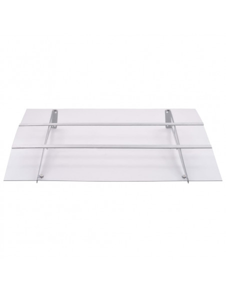 Tettoia per Porta Argento e Trasparente 120x90 cm Policarbonato