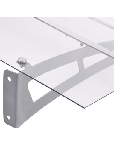 Tettoia per Porta Argento e Trasparente 120x90 cm Policarbonato