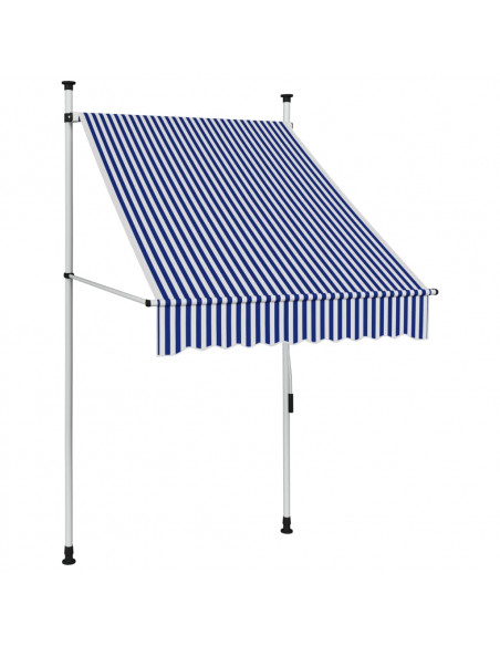 Tenda da Sole Retrattile Manuale 100 cm a Strisce Blu e Bianche