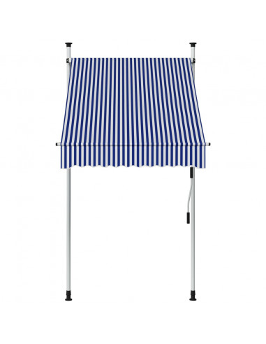 Tenda da Sole Retrattile Manuale 100 cm a Strisce Blu e Bianche