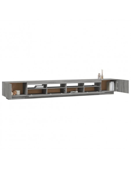 Set Mobili TV 3 pz con Luci LED Grigio Sonoma Legno Multistrato