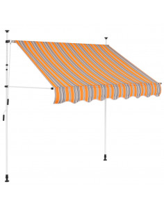 Tenda da Sole Retrattile Manuale 100 cm a Strisce Blu e Gialle 2