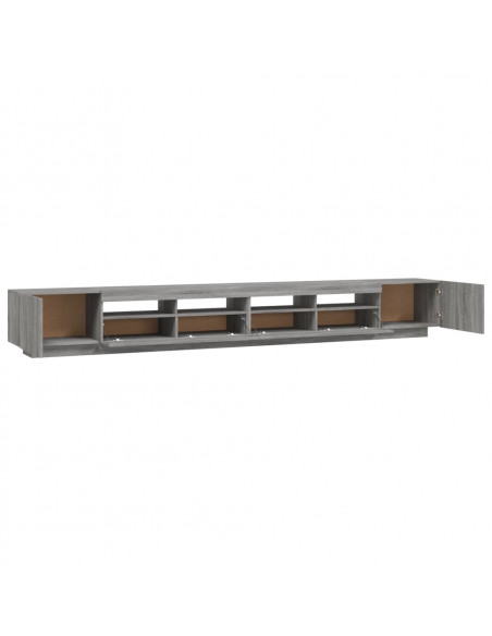 Set Mobili TV 3 pz con Luci LED Grigio Sonoma Legno Multistrato