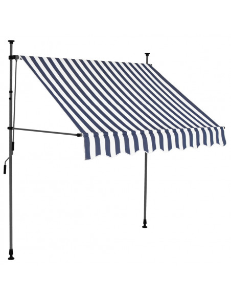 Tenda da Sole Retrattile Manuale con LED 200 cm Blu e Bianca