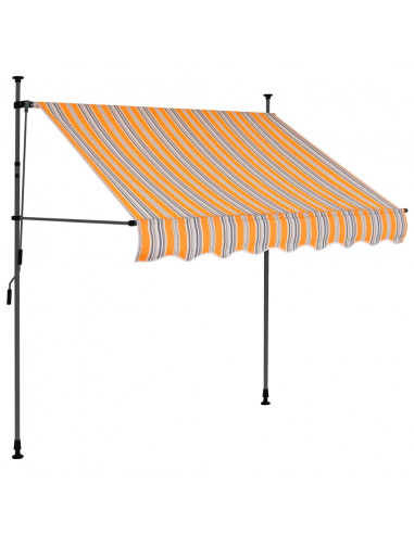 Tenda da Sole Retrattile Manuale con LED 100 cm Gialla e Blu