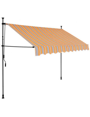 Tenda da Sole Retrattile Manuale con LED 250 cm Gialla e Blu