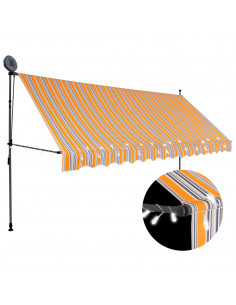 Tenda da Sole Retrattile Manuale con LED 400 cm Gialla e Blu 2