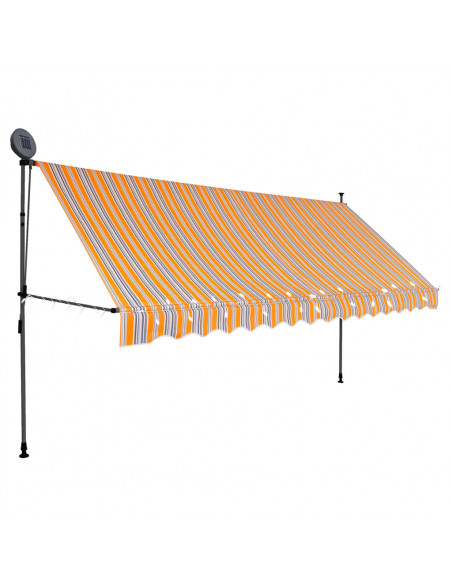Tenda da Sole Retrattile Manuale con LED 400 cm Gialla e Blu