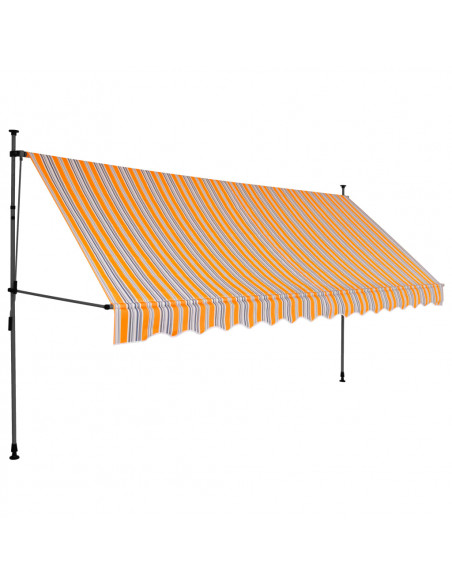 Tenda da Sole Retrattile Manuale con LED 400 cm Gialla e Blu
