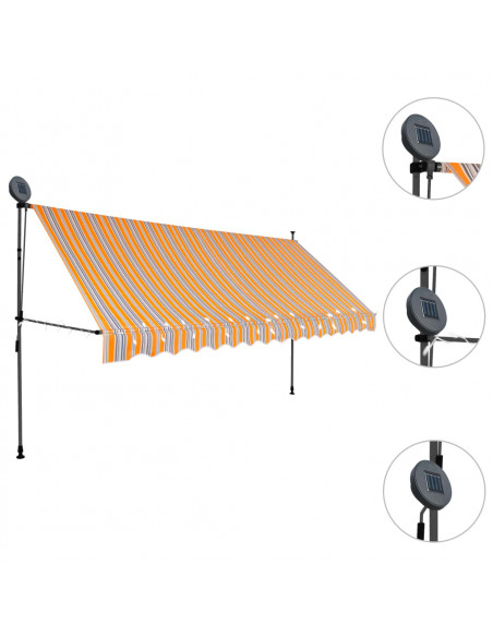Tenda da Sole Retrattile Manuale con LED 400 cm Gialla e Blu