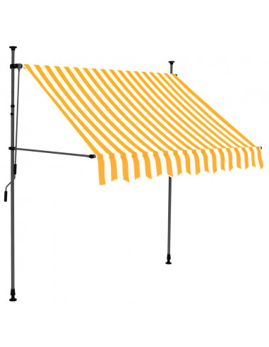 Tenda da Sole Retrattile Manuale LED 150 cm Bianca e Arancione