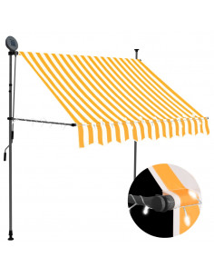 Tenda da Sole Retrattile Manuale LED 200 cm Bianca e Arancione 2