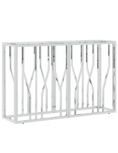 Tavolino Consolle 110x30x70 cm in Acciaio Inox e Vetro