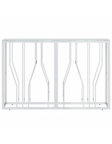 Tavolino Consolle 110x30x70 cm in Acciaio Inox e Vetro