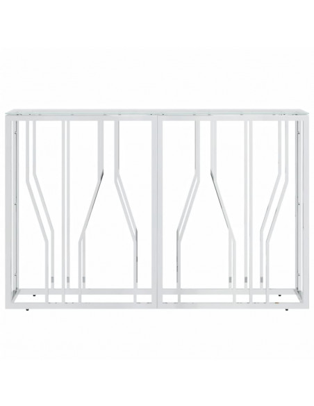 Tavolino Consolle 110x30x70 cm in Acciaio Inox e Vetro