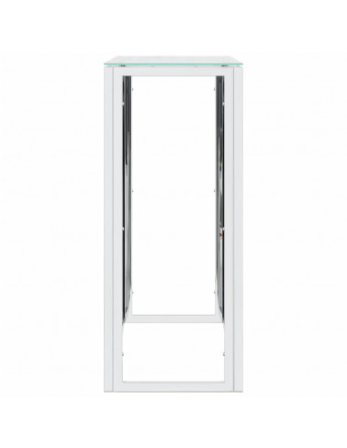 Tavolino Consolle 110x30x70 cm in Acciaio Inox e Vetro