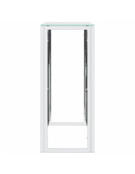 Tavolino Consolle 110x30x70 cm in Acciaio Inox e Vetro