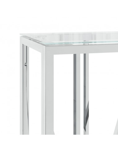 Tavolino Consolle 110x30x70 cm in Acciaio Inox e Vetro