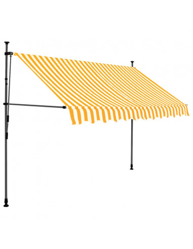 Tenda da Sole Retrattile Manuale LED 250 cm Bianca e Arancione