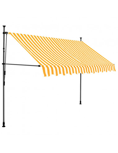 Tenda da Sole Retrattile Manuale LED 300 cm Bianca e Arancione