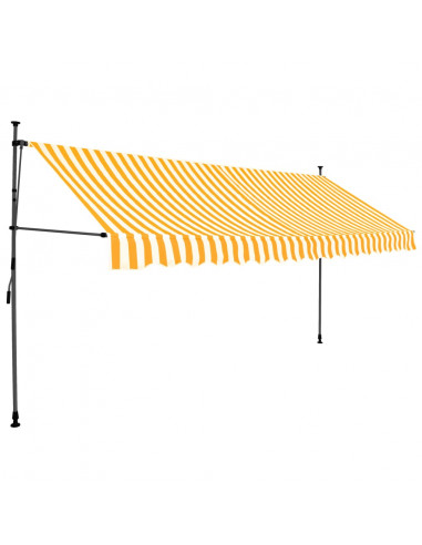 Tenda da Sole Retrattile Manuale LED 350 cm Bianca e Arancione