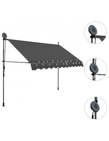 Tenda da Sole Retrattile Manuale con LED 250 cm Antracite