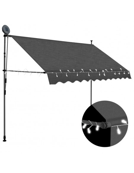 Tenda da Sole Retrattile Manuale con LED 300 cm Antracite
