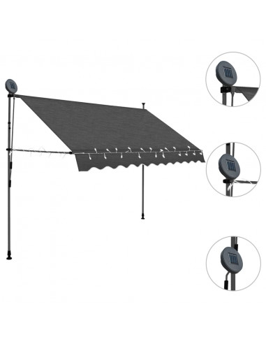 Tenda da Sole Retrattile Manuale con LED 300 cm Antracite