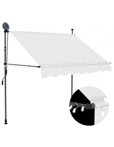 Tenda da Sole Retrattile Manuale con LED 150 cm Crema