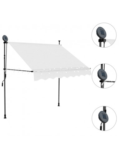 Tenda da Sole Retrattile Manuale con LED 150 cm Crema