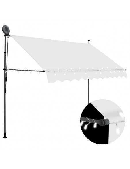 Tenda da Sole Retrattile Manuale con LED 250 cm Crema