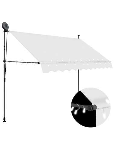 Tenda da Sole Retrattile Manuale con LED 300 cm Crema