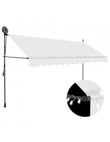 Tenda da Sole Retrattile Manuale con LED 400 cm Crema