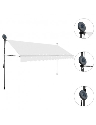 Tenda da Sole Retrattile Manuale con LED 400 cm Crema