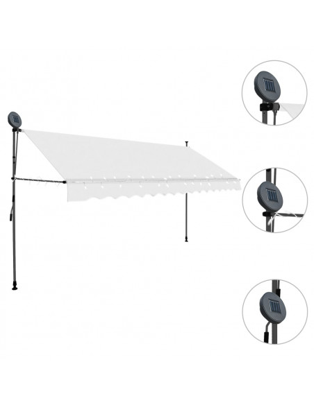 Tenda da Sole Retrattile Manuale con LED 400 cm Crema